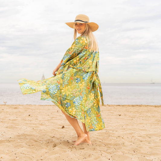 TROPICAL FLORAL' Women's Cotton Kimono Robe